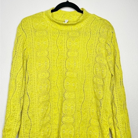🌼 Anthropologie Daily Practice Lace Mock Neck Top in Lime size XL 14 16 - Picture 4 of 12